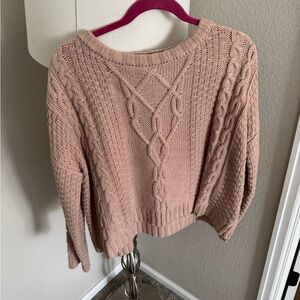 Women's Cable Knit Sweater - Pink